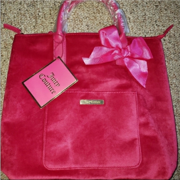 Juicy Couture Handbags - Juicy Couture hot pink velvet bag tote or shoulder